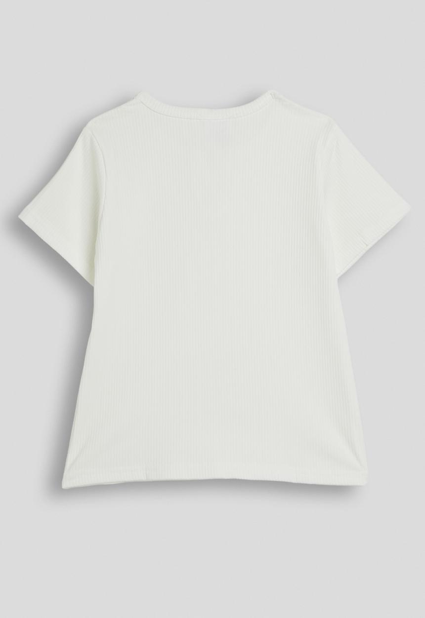 Pop Candy - Ribbed henley tee - white
