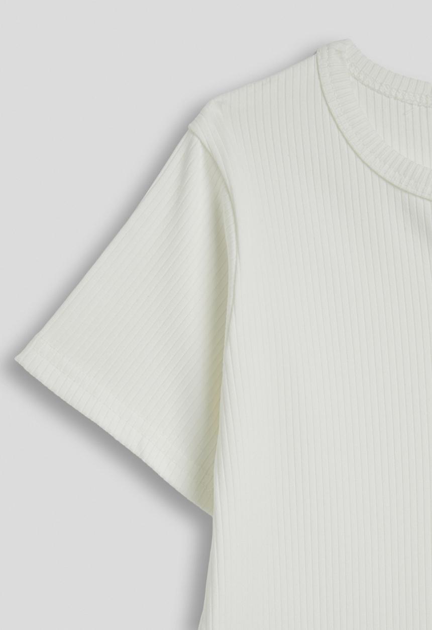 Pop Candy - Ribbed henley tee - white