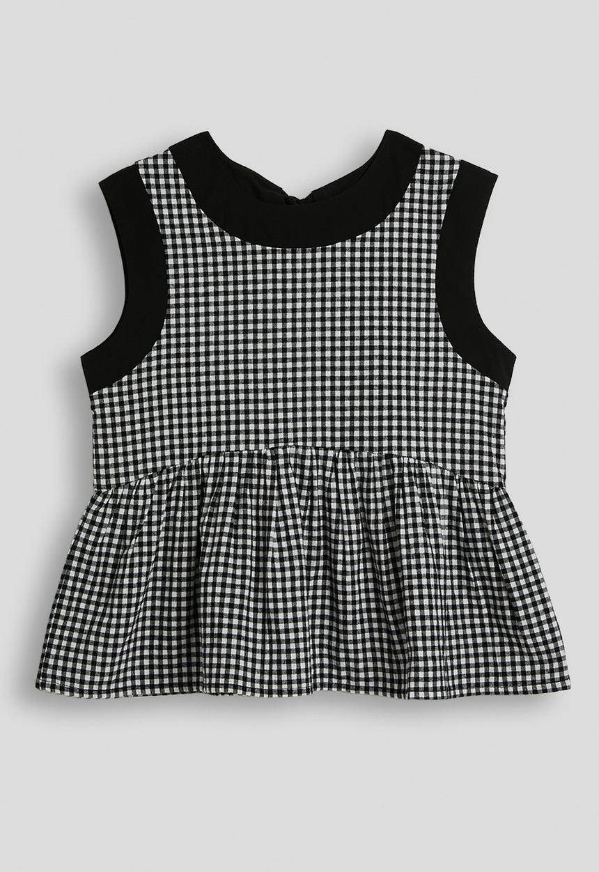 Pop Candy - Gingham peplum top - black
