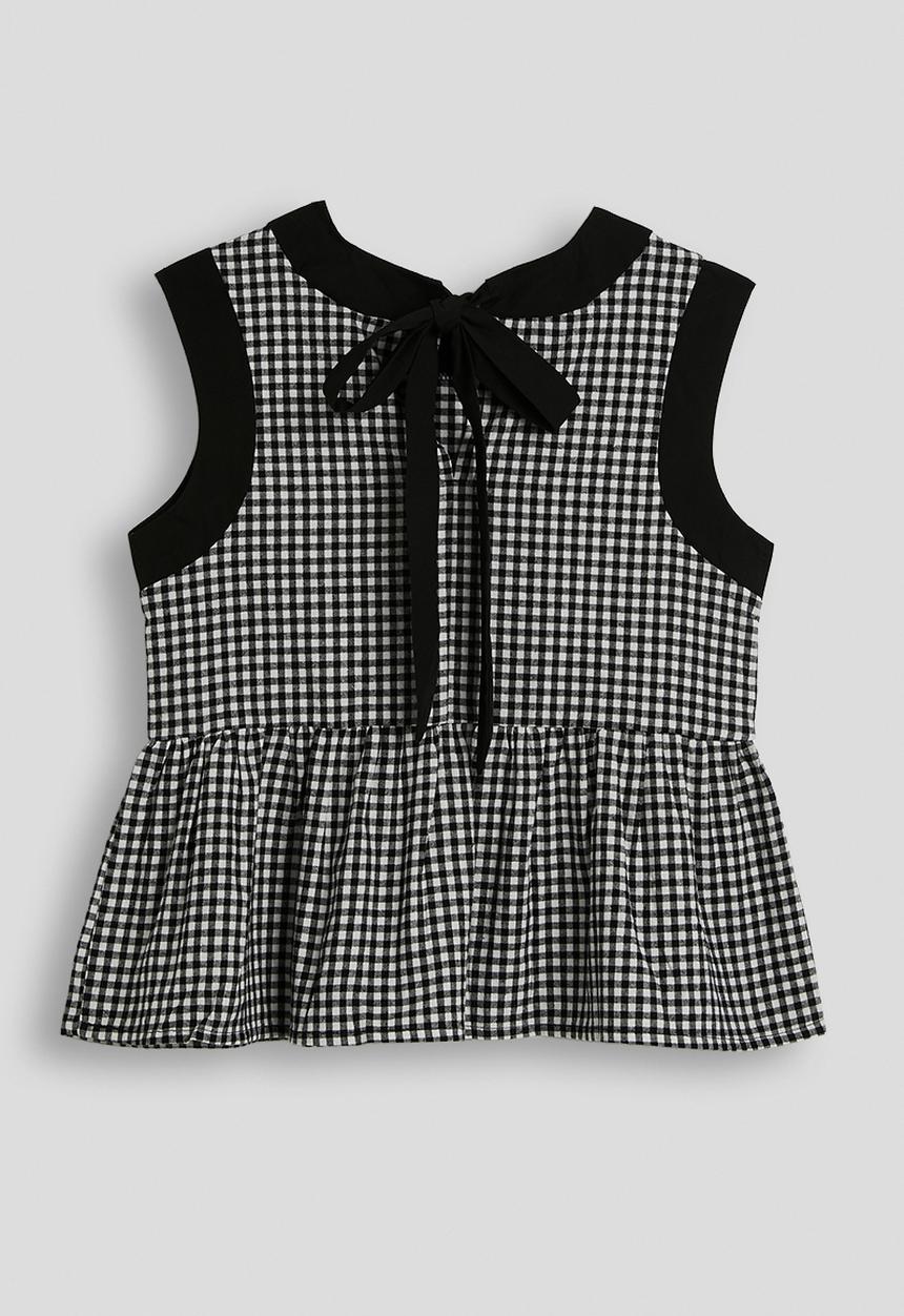 Pop Candy - Gingham peplum top - black