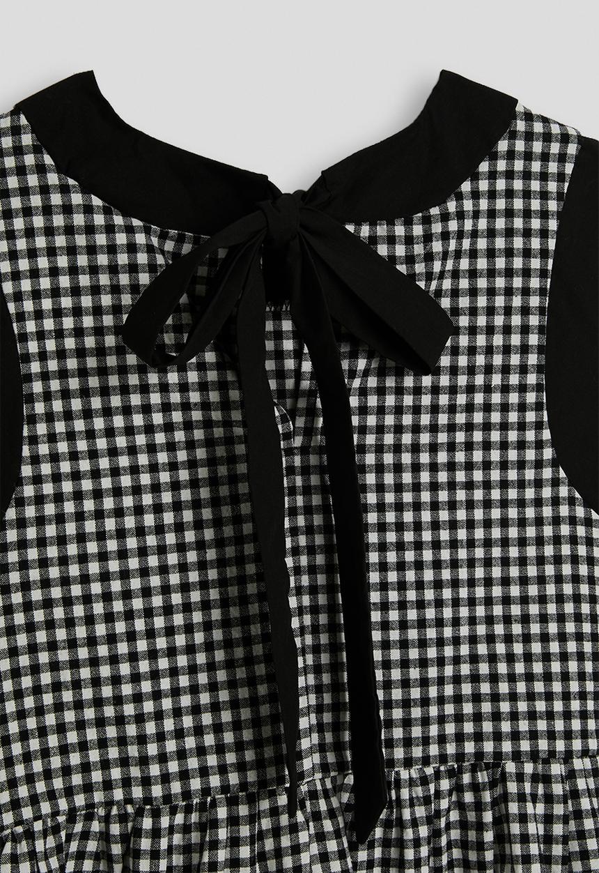 Pop Candy - Gingham peplum top - black