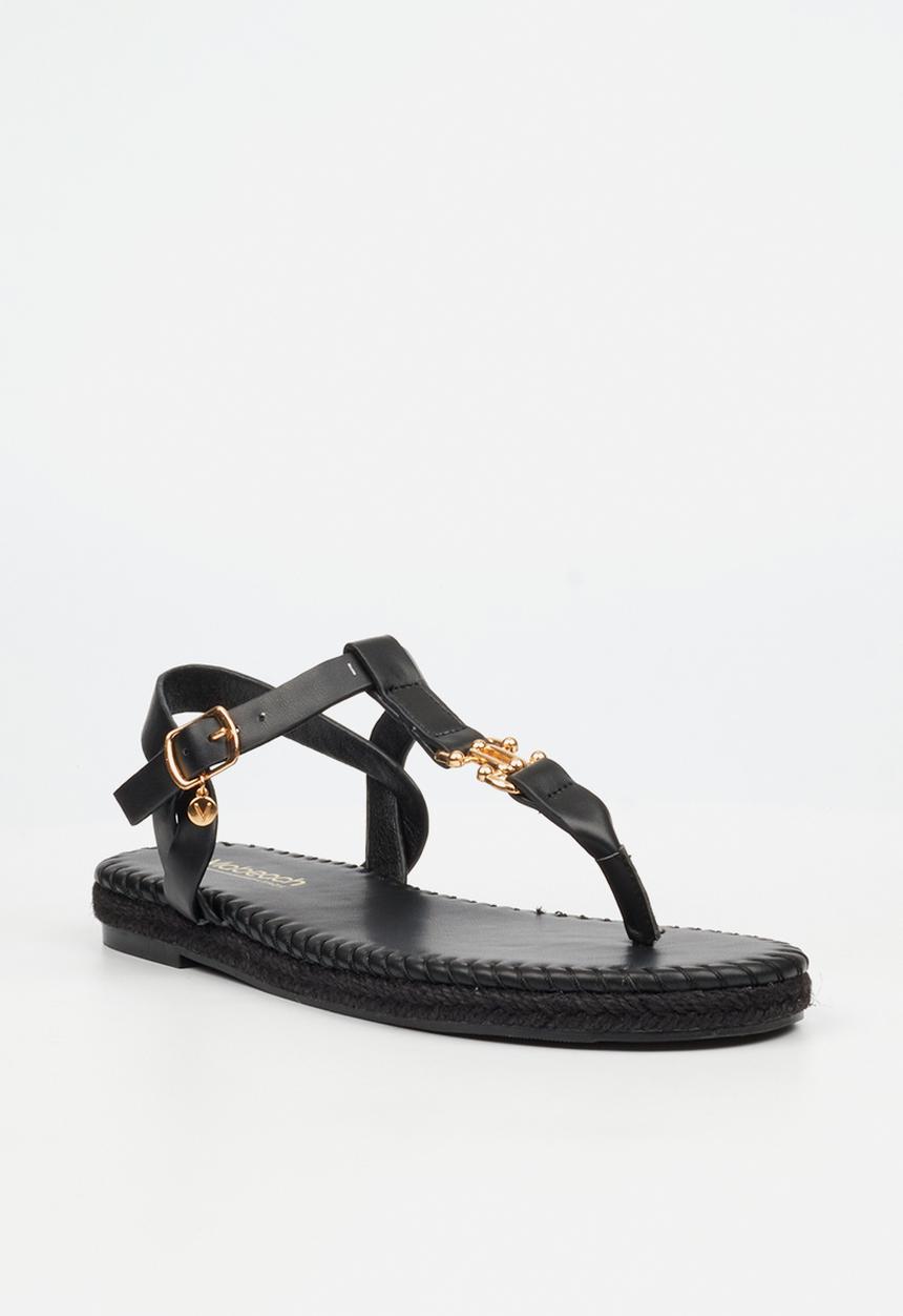 Viabeach - Forest 2 gold trim sandal - black