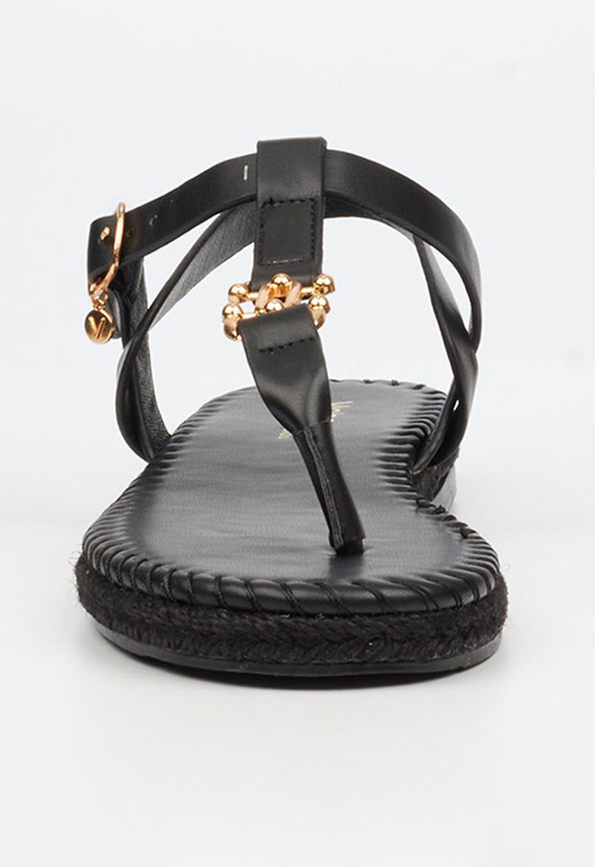 Viabeach - Forest 2 gold trim sandal - black