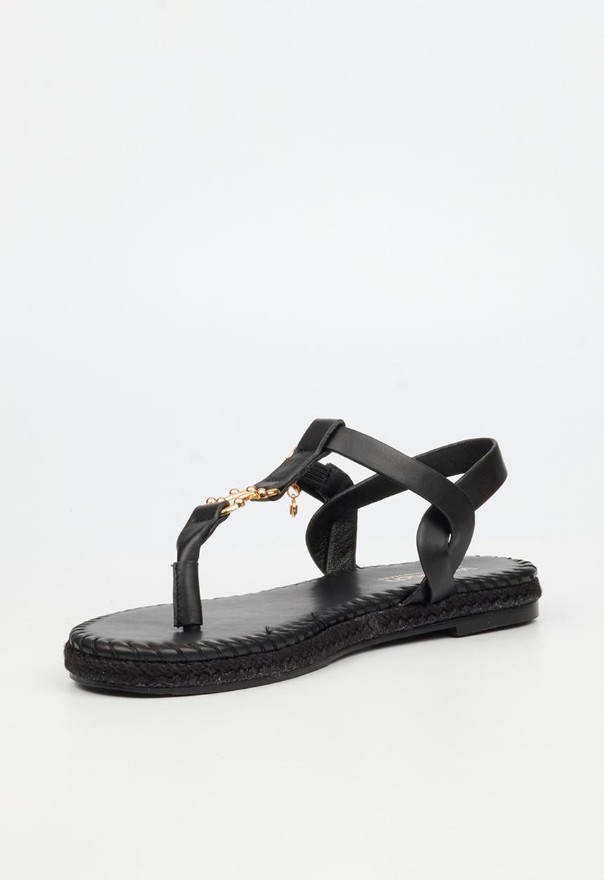 Viabeach - Forest 2 gold trim sandal - black