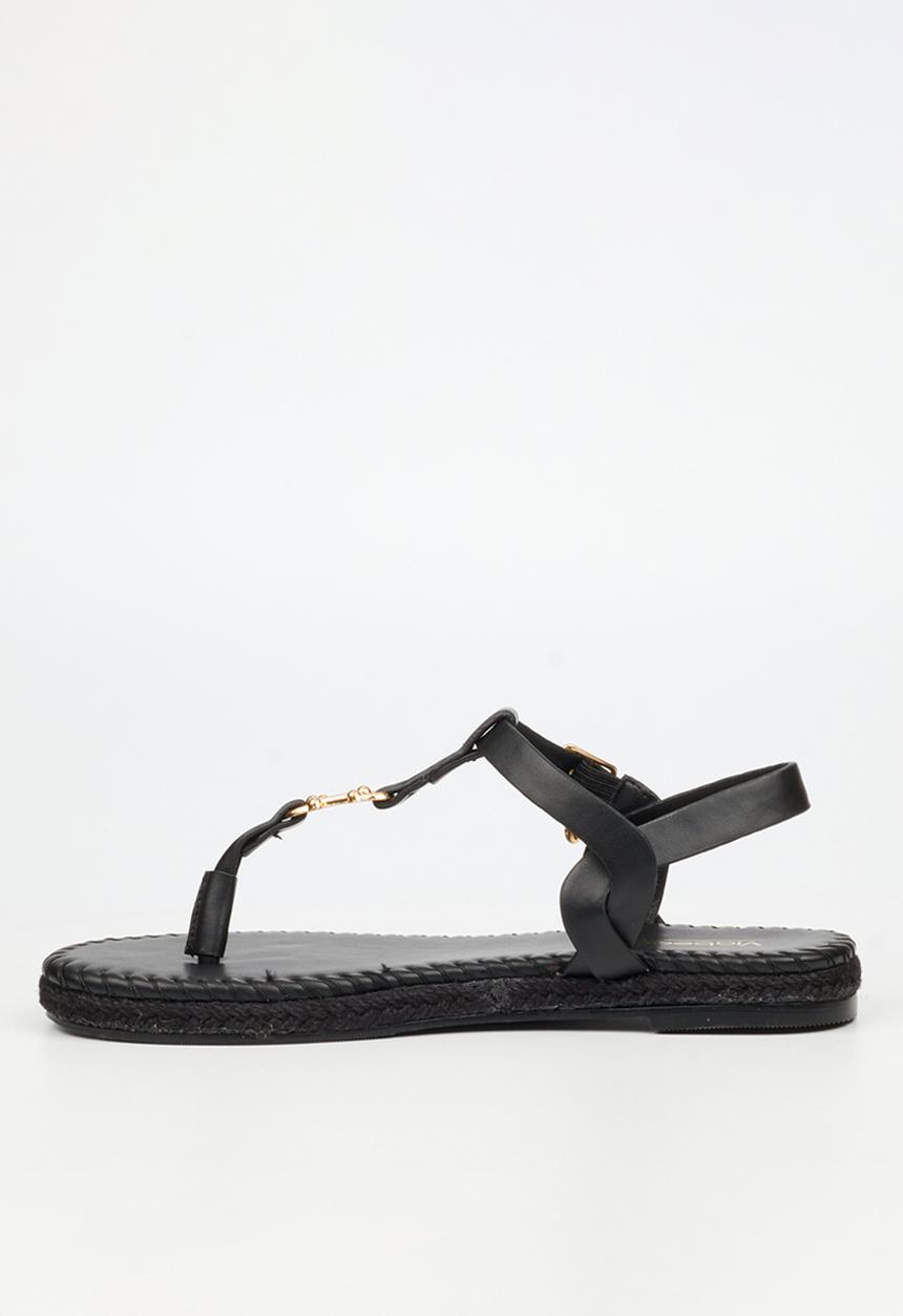 Viabeach - Forest 2 gold trim sandal - black