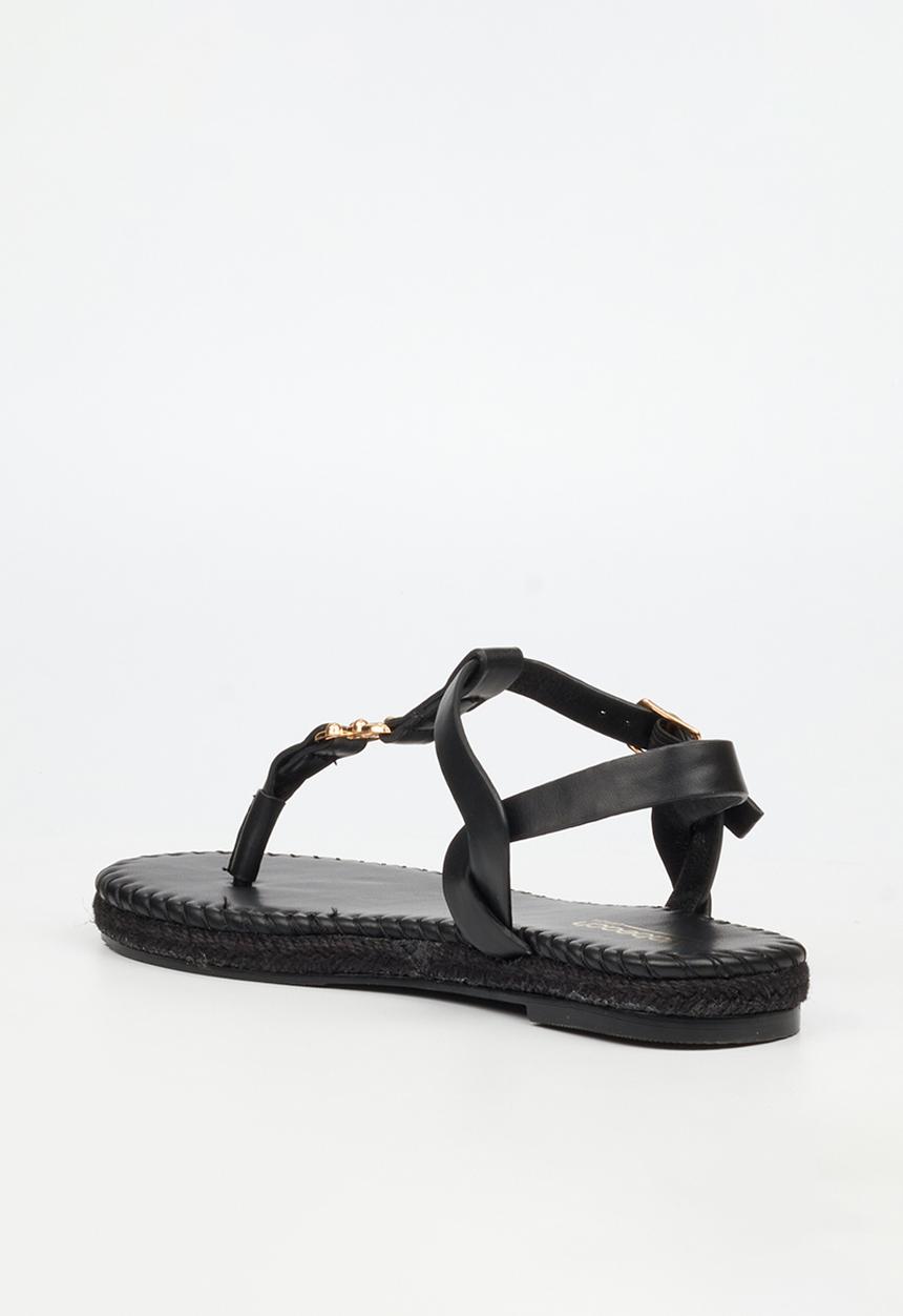 Viabeach - Forest 2 gold trim sandal - black