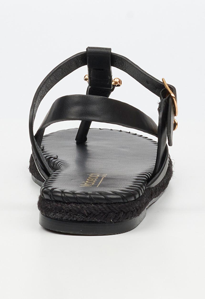 Viabeach - Forest 2 gold trim sandal - black