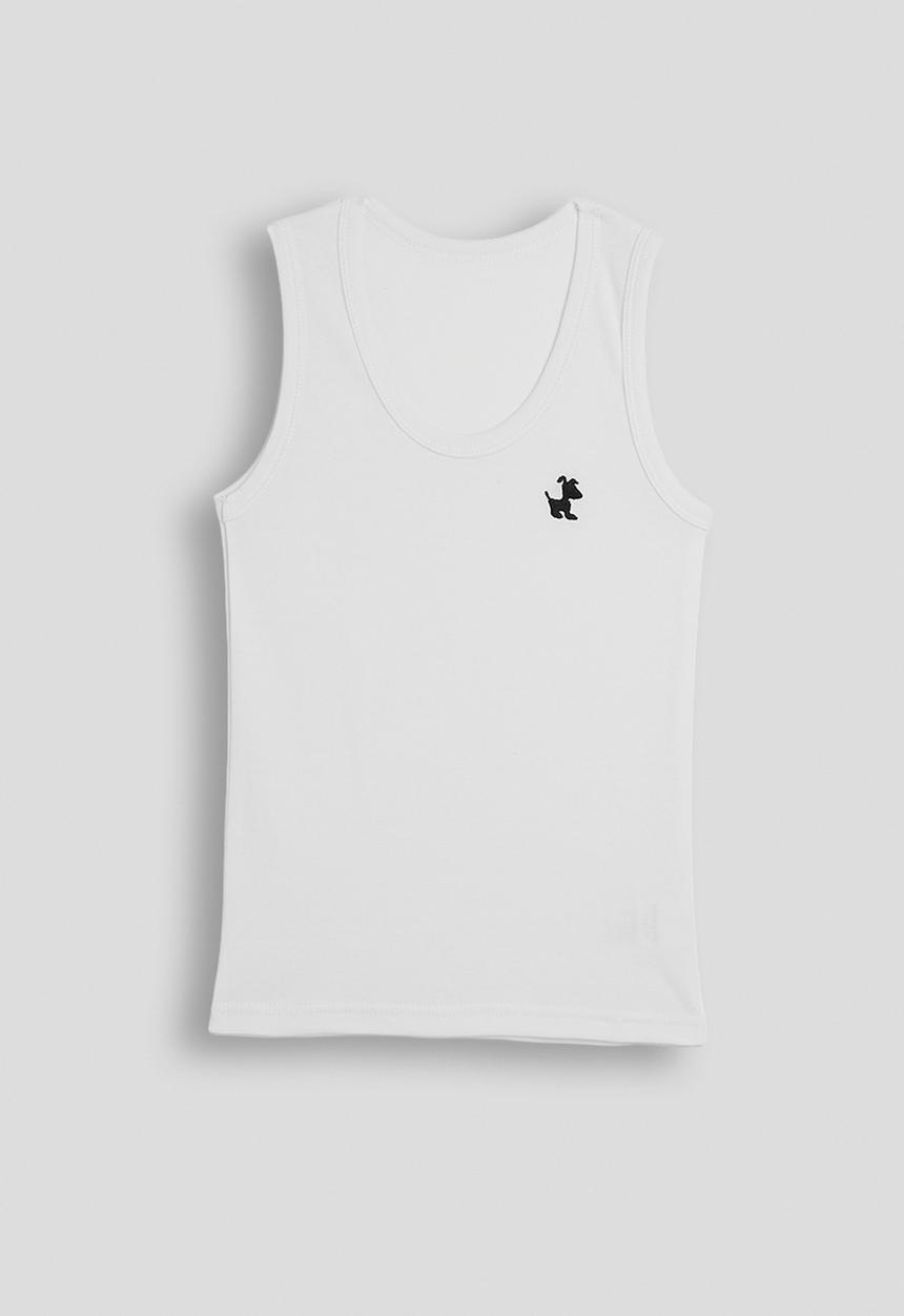 Pop Candy - Pup embroidered tank top - white