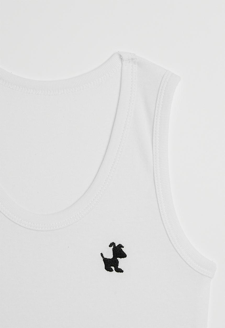 Pop Candy - Pup embroidered tank top - white