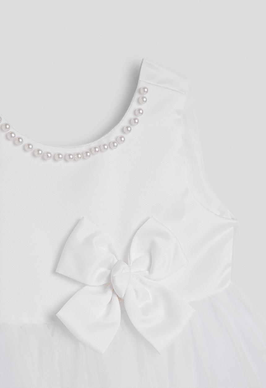 Pop Candy - Satin bodice dress with tulle skirt - white