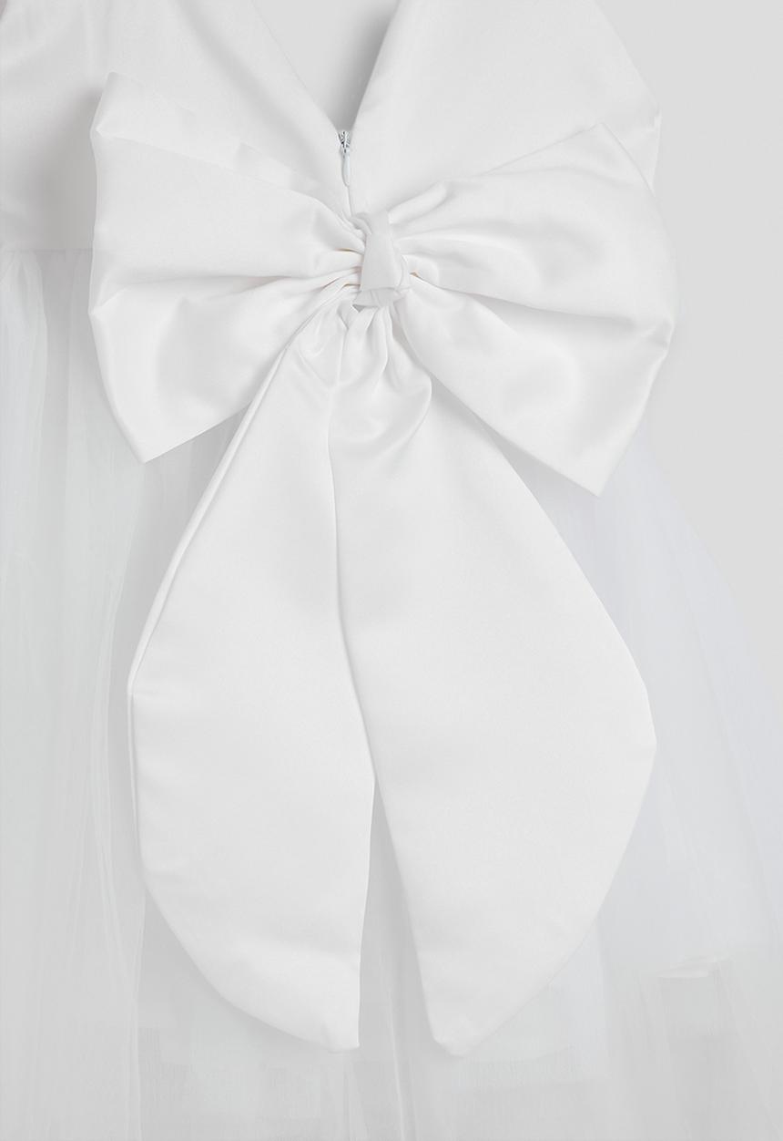 Pop Candy - Satin bodice dress with tulle skirt - white