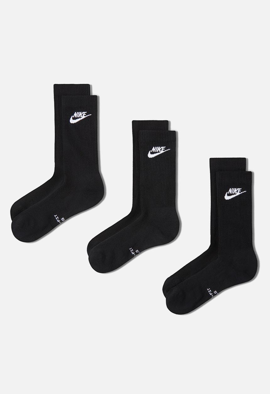 Nike -  Everyday Elevated Futura Crew Socks 3 Pk  Black Multi