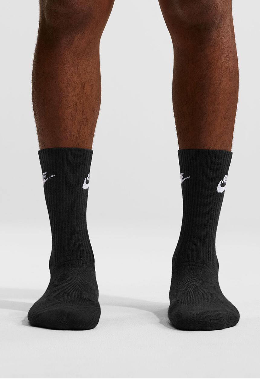 Nike -  Everyday Elevated Futura Crew Socks 3 Pk  Black Multi