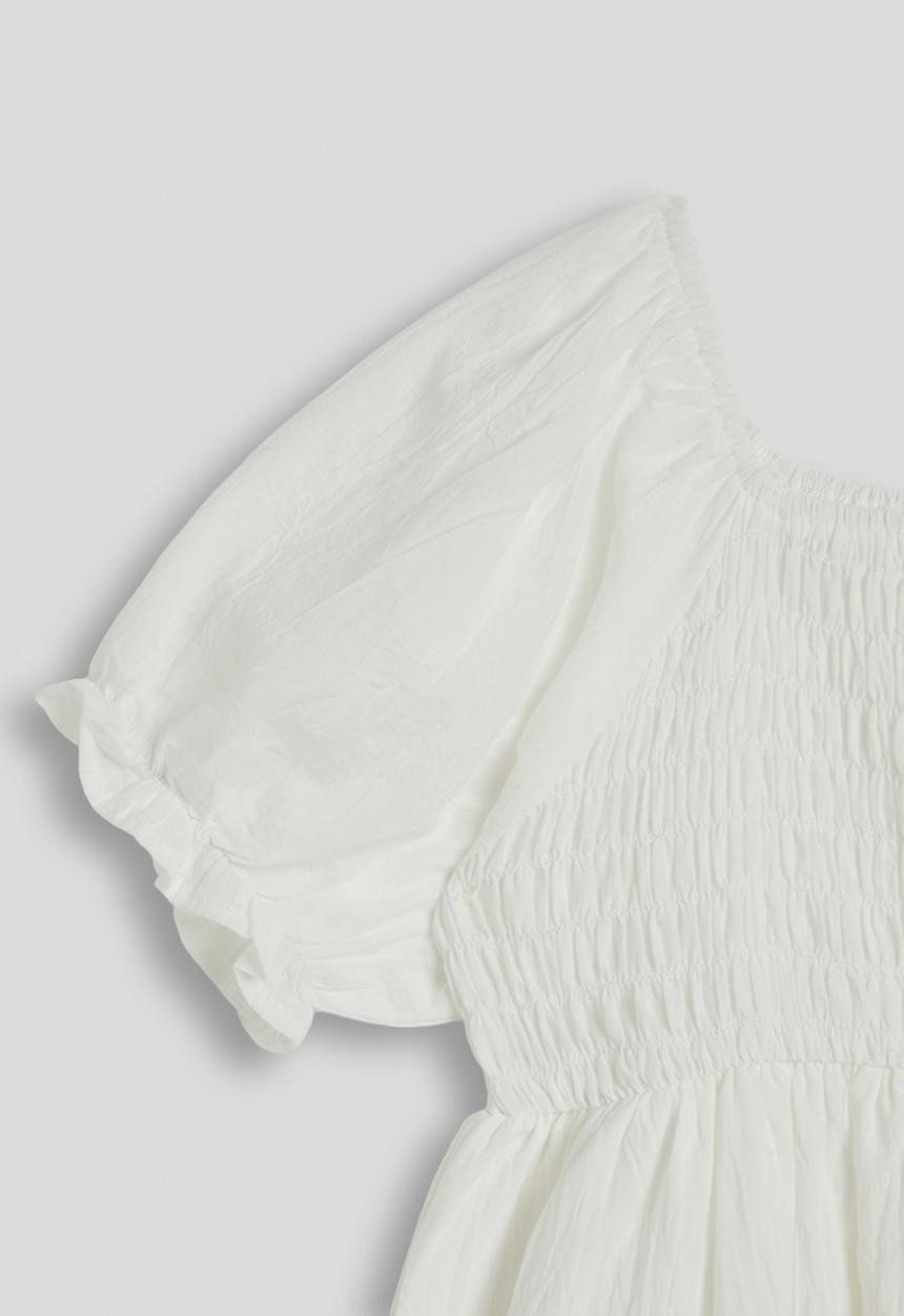 Pop Candy - Puff-sleeve tiered dress - pure white
