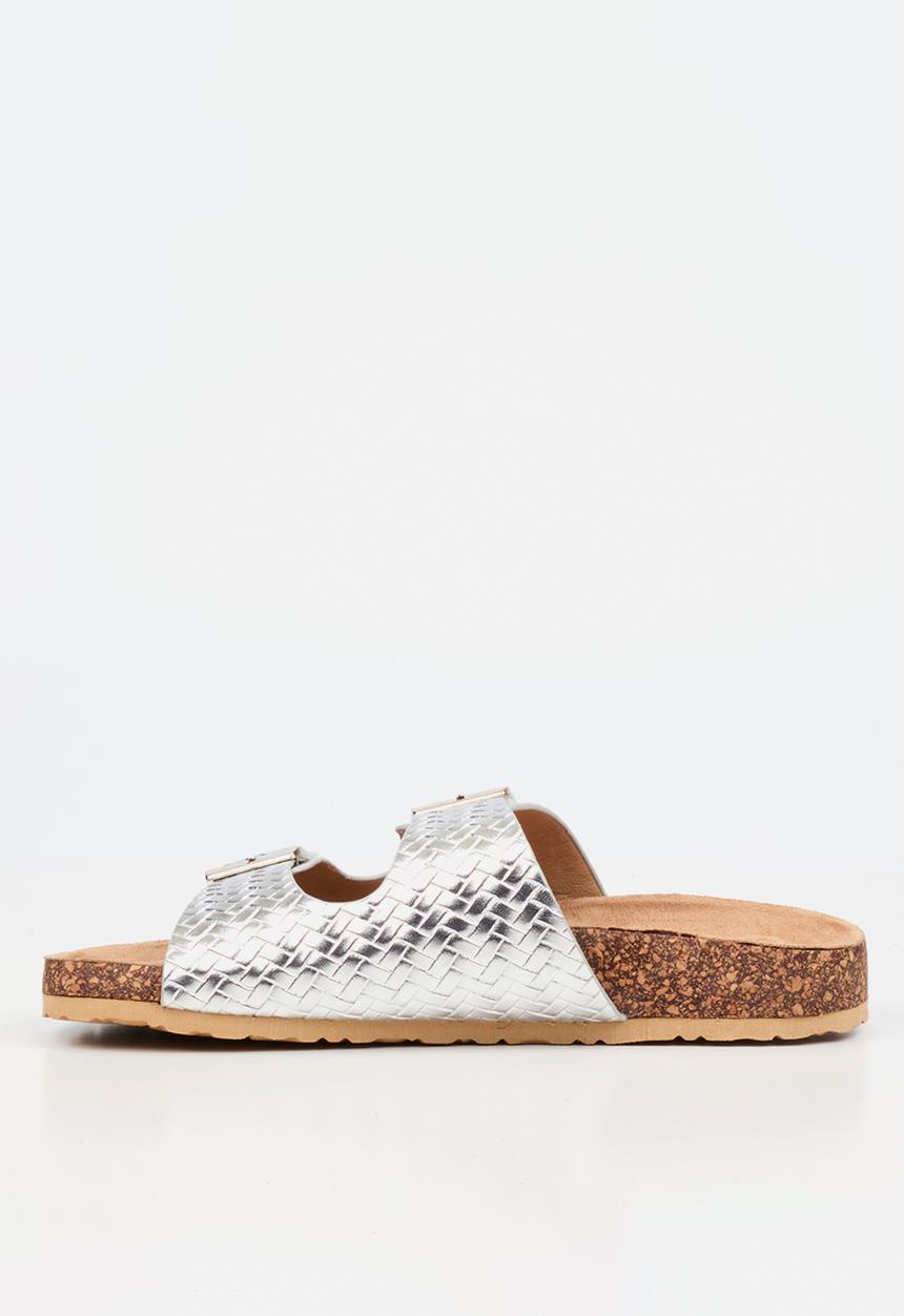 Viabeach - Qork 16 double buckle cork sandal - silver
