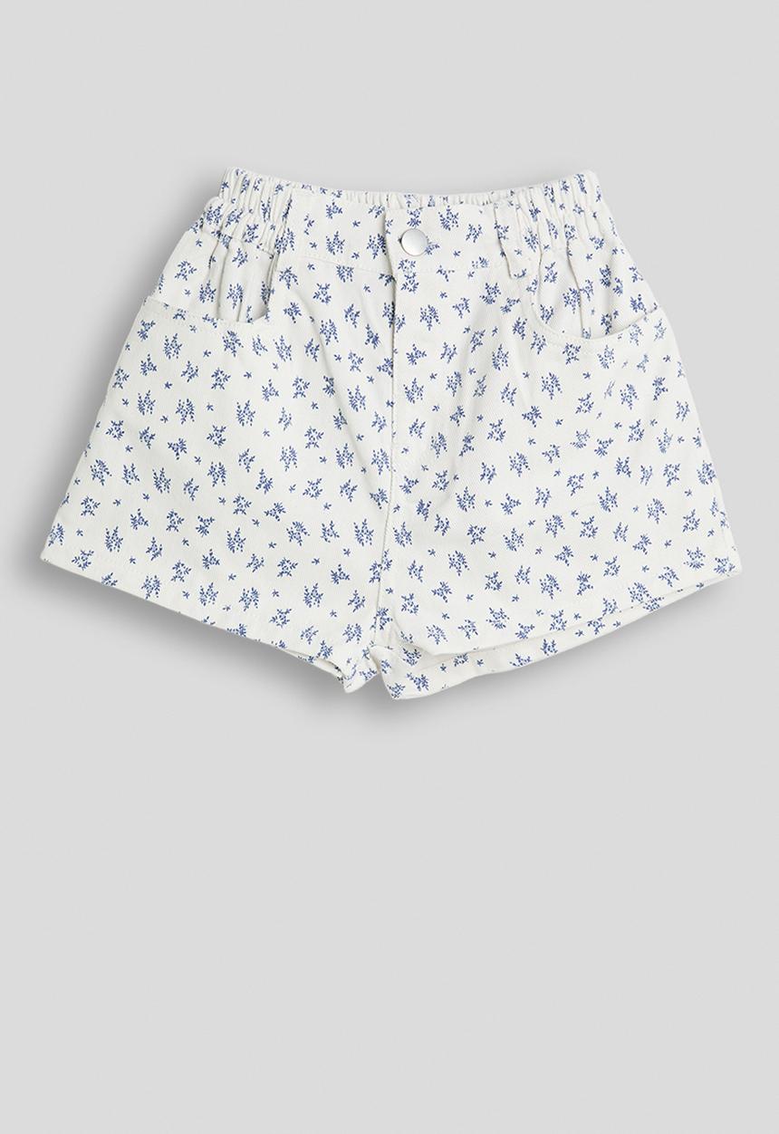 Pop Candy - Floral denim shorts - off white
