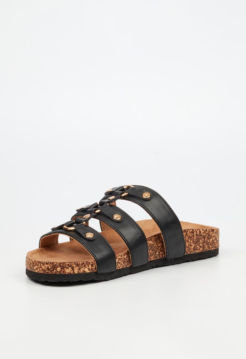 Viabeach - Qork 18 triple strap cork sandal - black