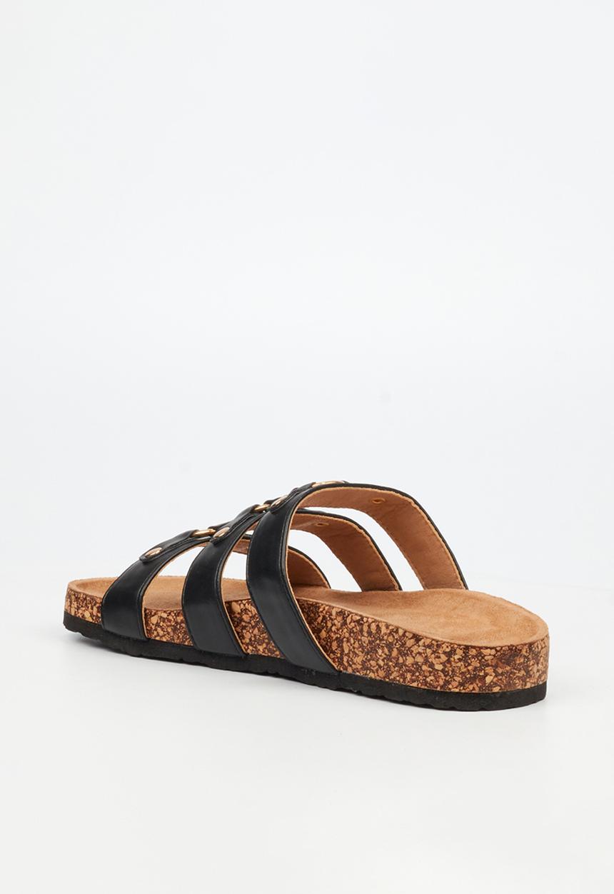 Viabeach - Qork 18 triple strap cork sandal - black