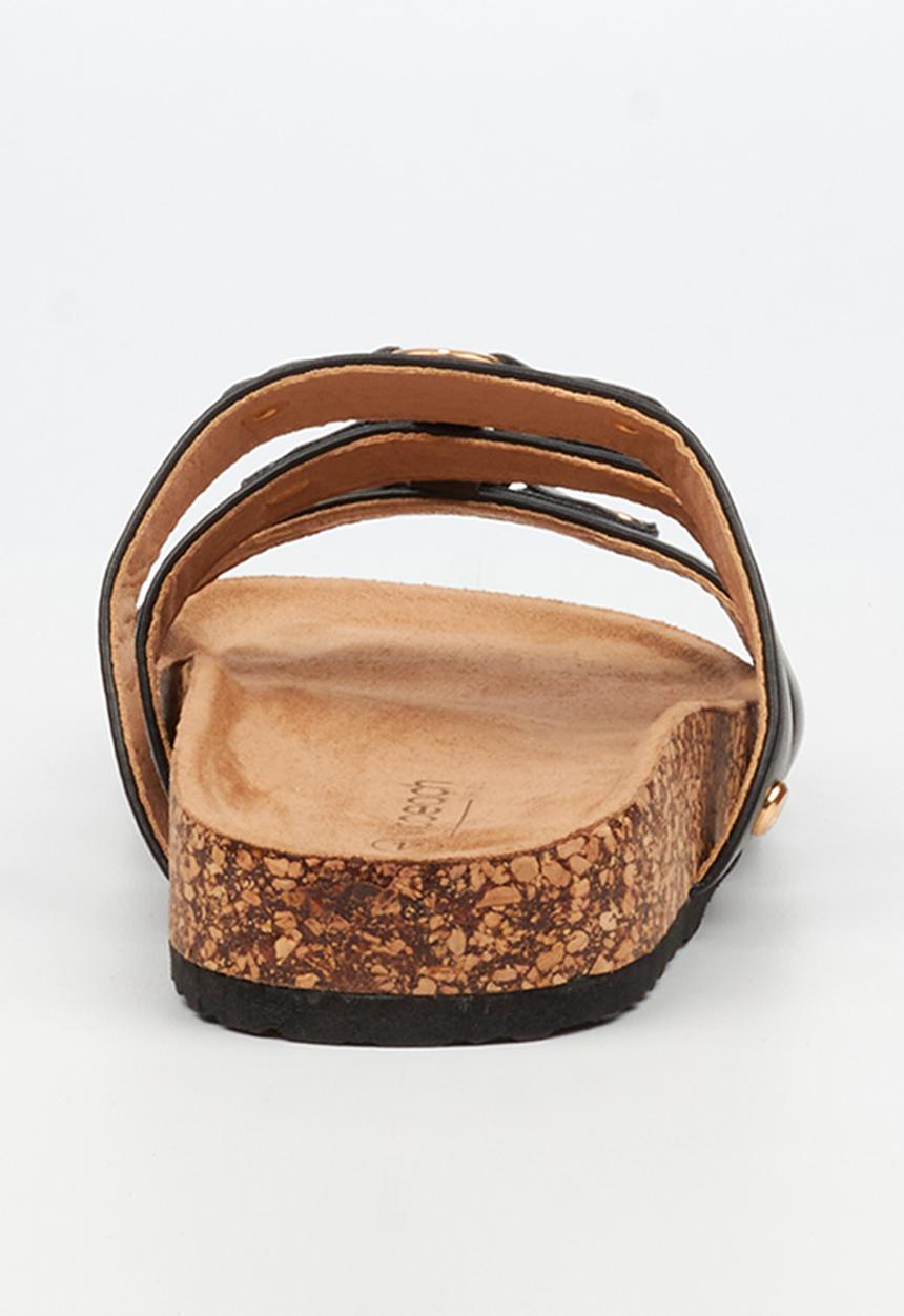 Viabeach - Qork 18 triple strap cork sandal - black