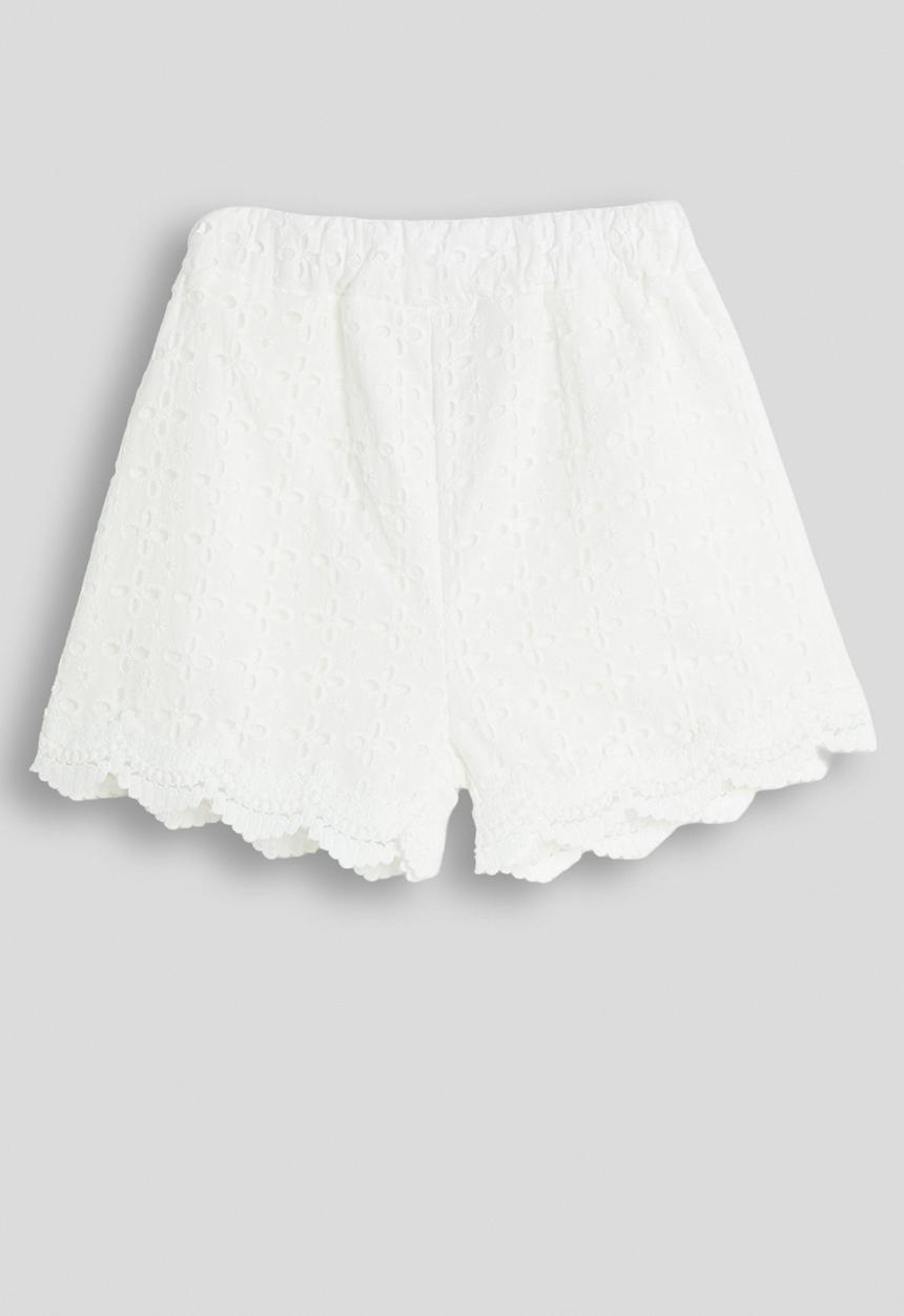 Pop Candy - Anglaise scallop hem shorts - white