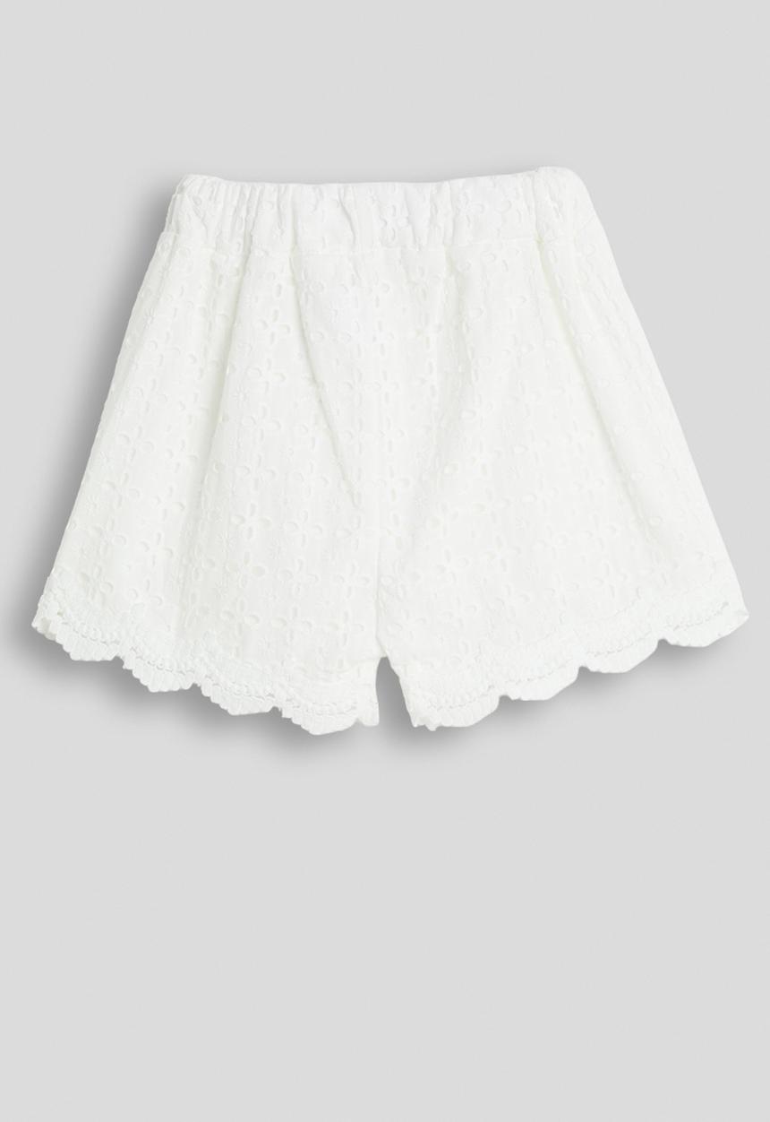 Pop Candy - Anglaise scallop hem shorts - white