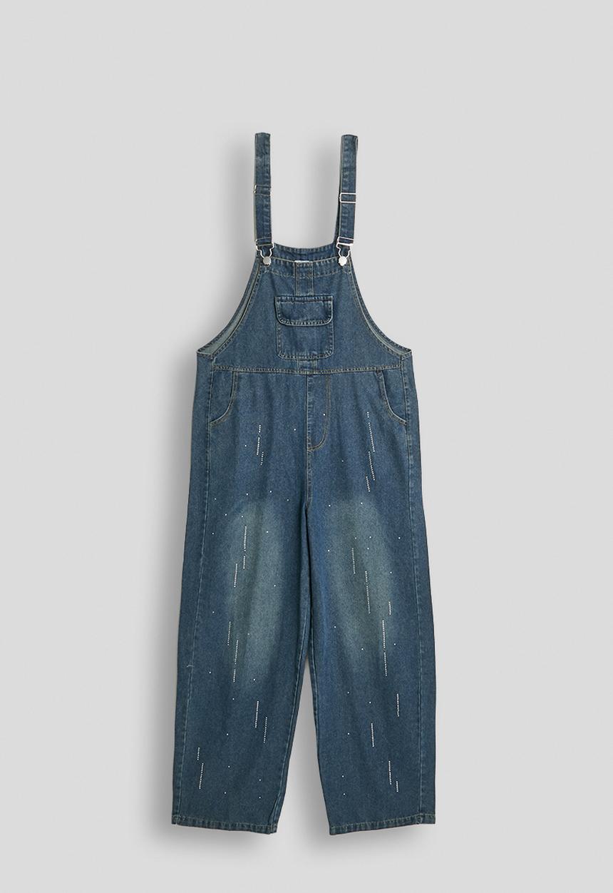 Pop Candy - Denim dungarees with rhinestones - blue