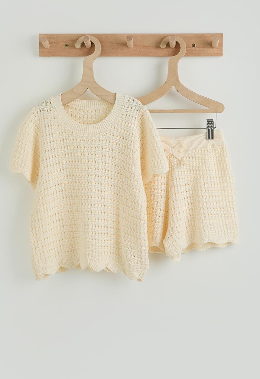 Pop Candy - Knit top & shorts - cream