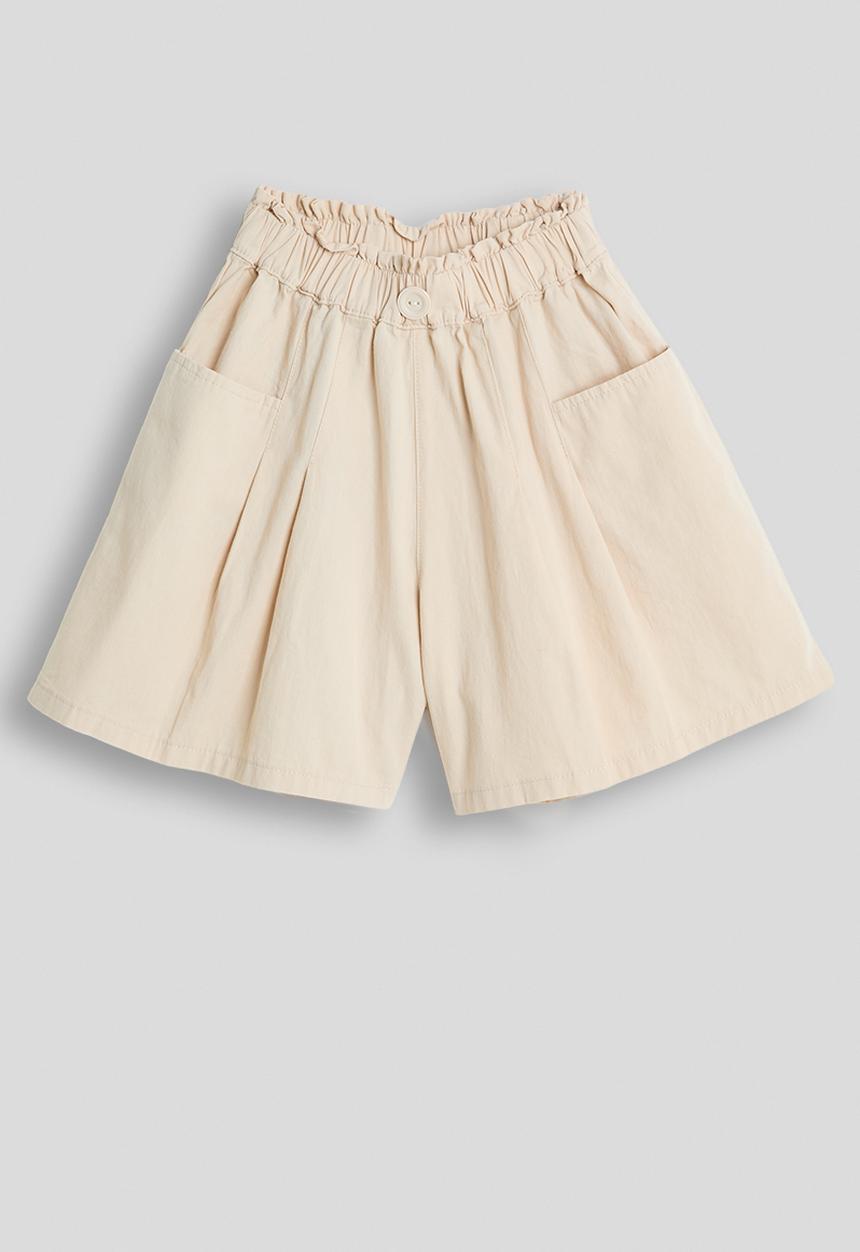 Pop Candy - Paperbag waist shorts - beige