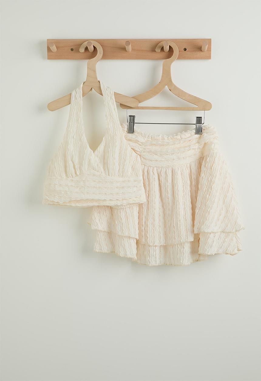 Pop Candy - Halter top & skirt - cream 