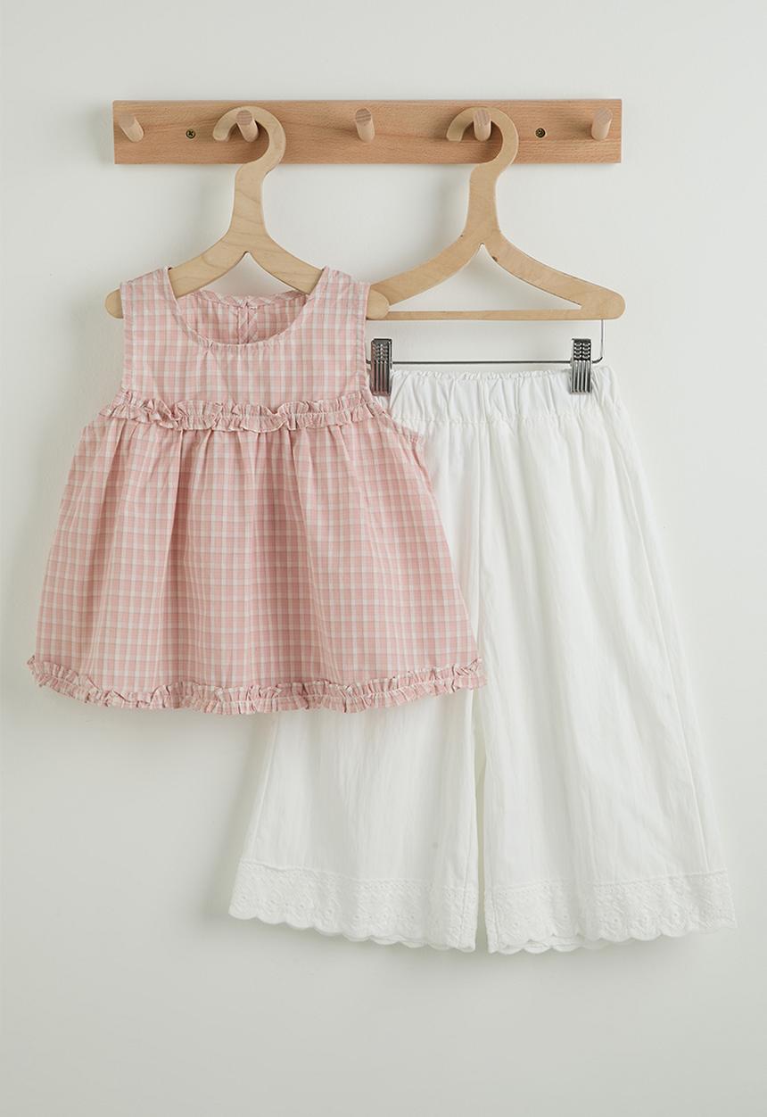 Pop Candy - Empire line top and pants - pink & white