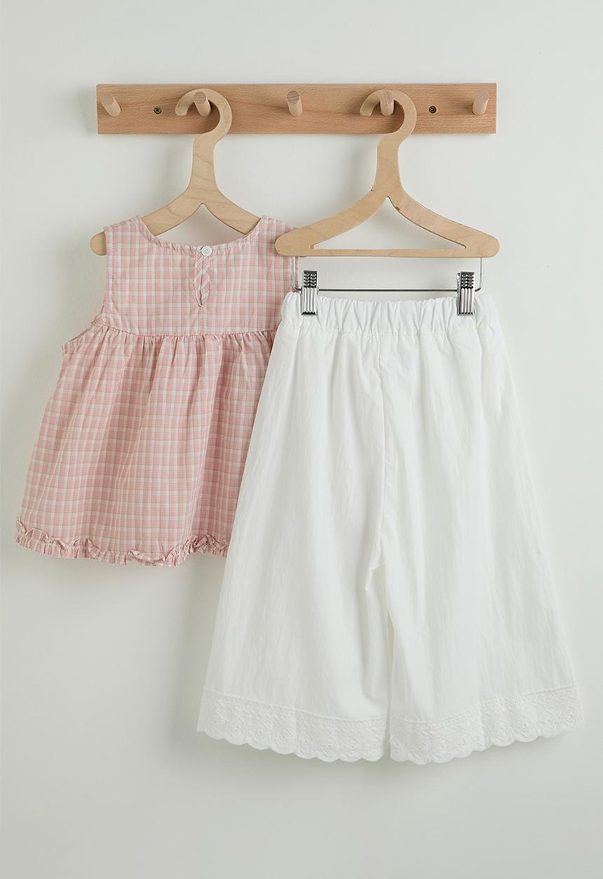 Pop Candy - Empire line top and pants - pink & white