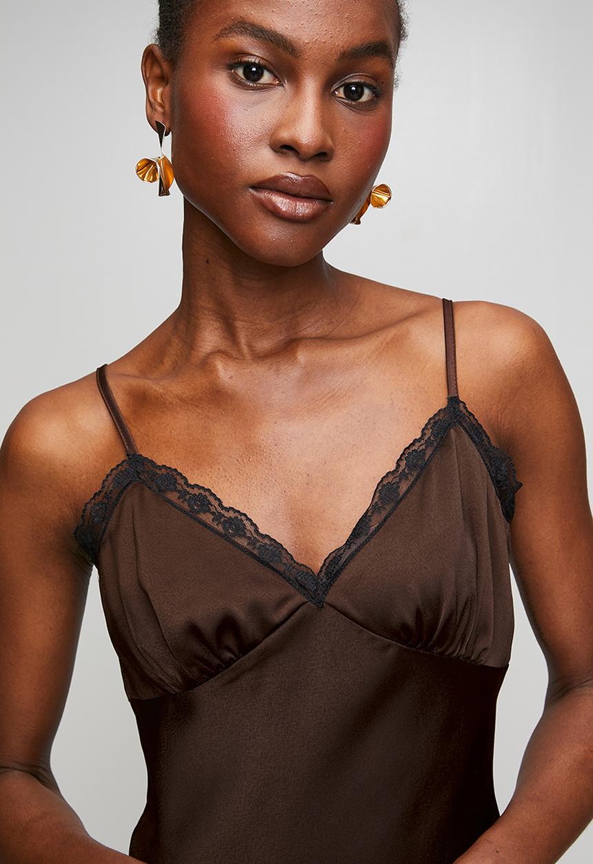 New Look - Occ willow wide lace strappy midi - Choc
