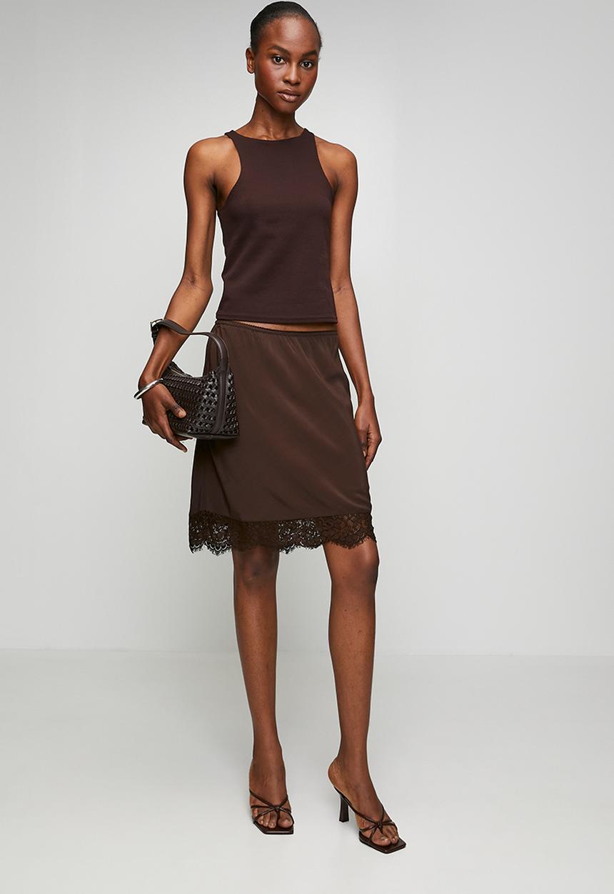 Cotton On - Sasha Slip Skirt - Dark Oak