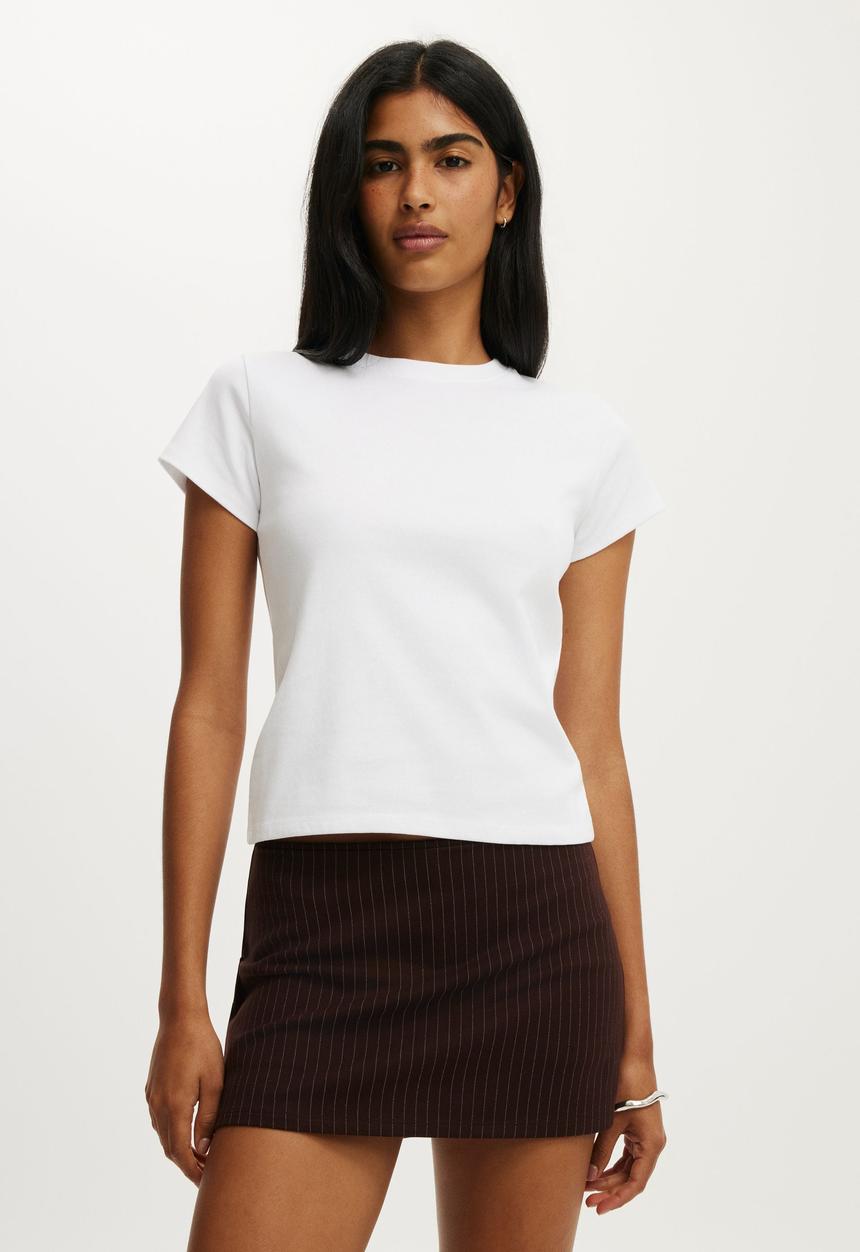 Cotton On - Luca Ponte Skort - Dark Oak Pinstripe