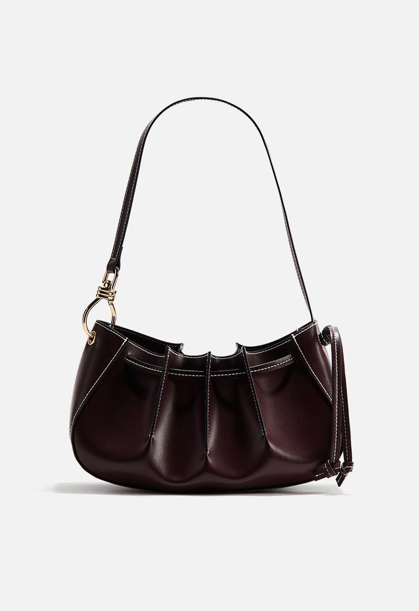 H&M - Pleated shoulder bag - dark burgundy
