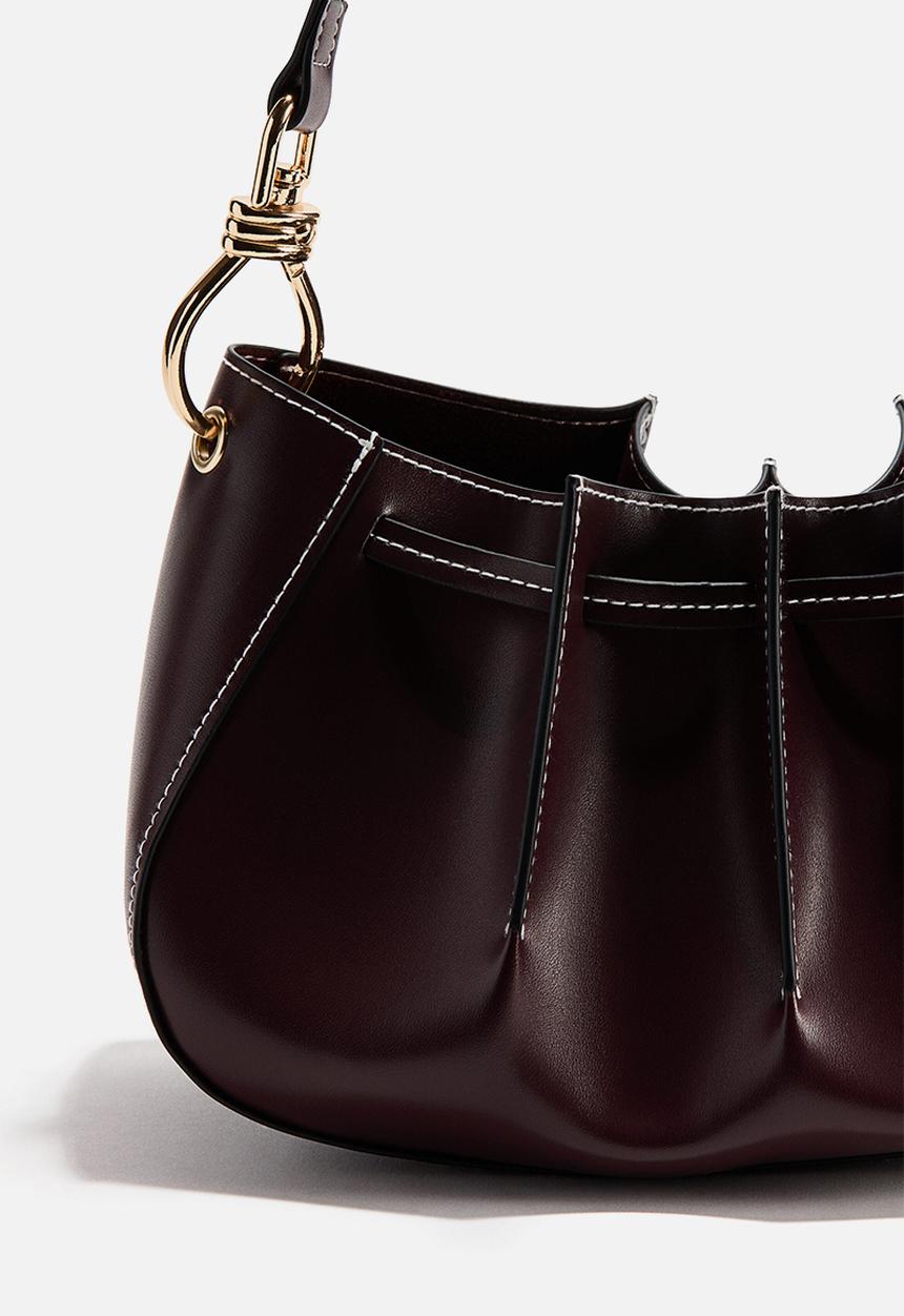 H&M - Pleated shoulder bag - dark burgundy