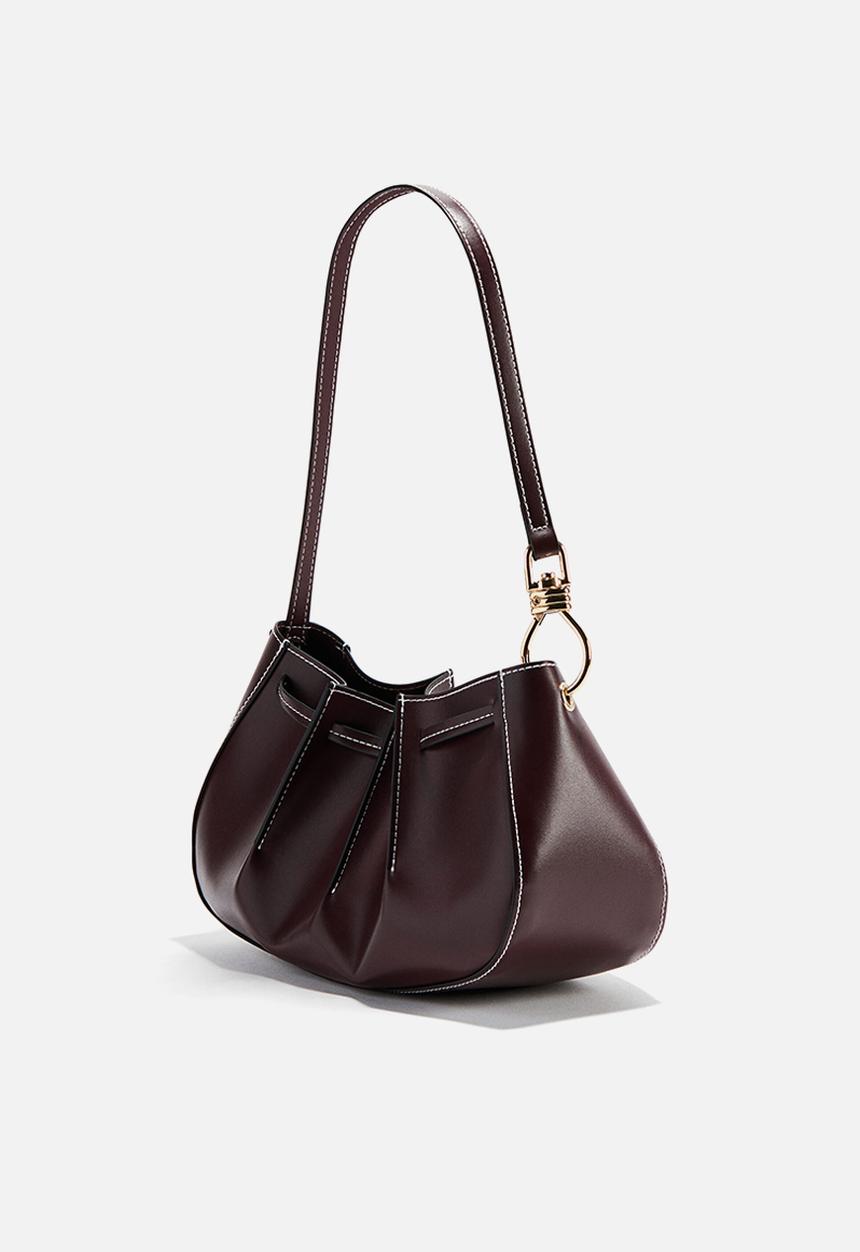 H&M - Pleated shoulder bag - dark burgundy