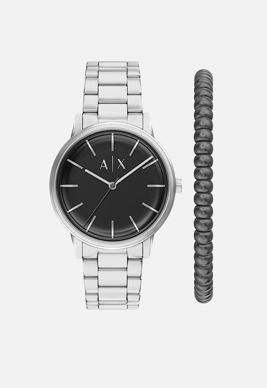Armani Exchange - Armani Exchange AX7182SET Watch and Bracelet Set - Silver