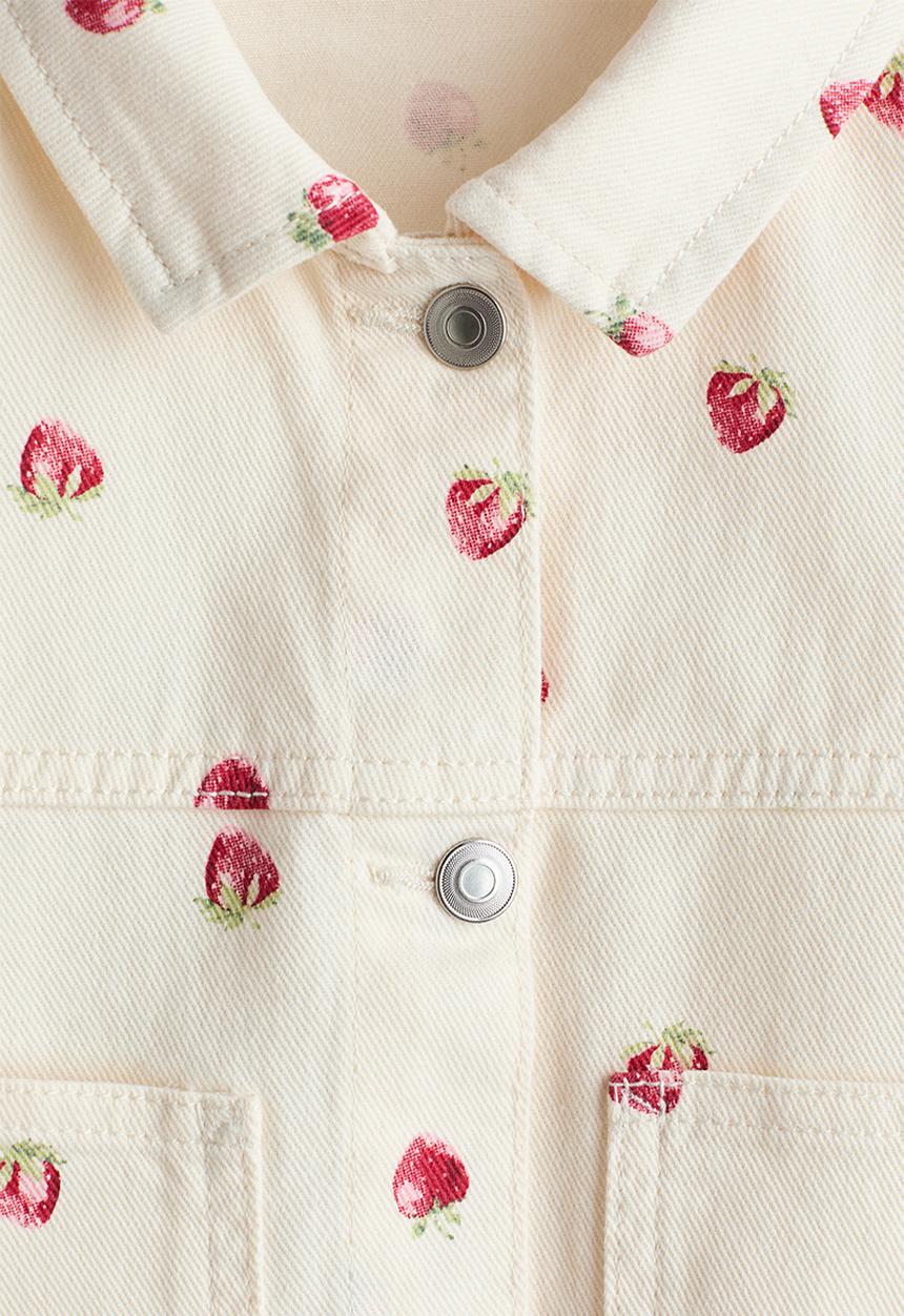 H&M - Patterned twill jacket - cream/strawberries