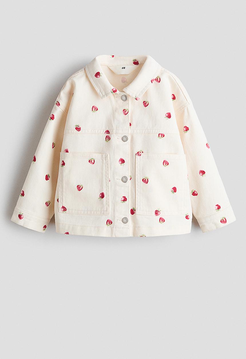H&M - Patterned twill jacket - cream/strawberries