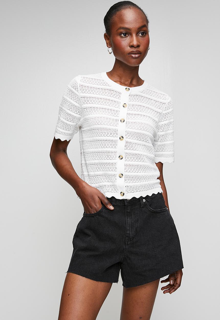 Brave Soul - Ladies Distressed Denim Short - Washed Black