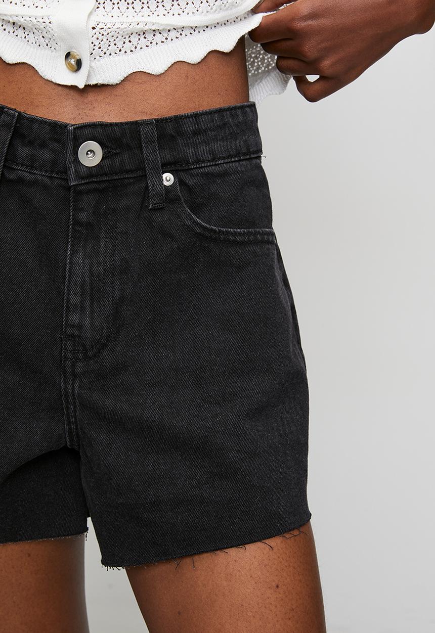 Brave Soul - Ladies Distressed Denim Short - Washed Black