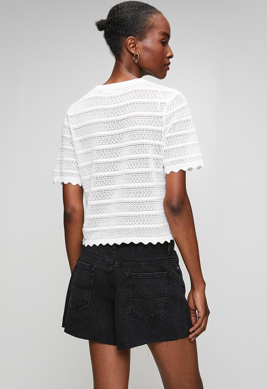 Brave Soul - Ladies Distressed Denim Short - Washed Black