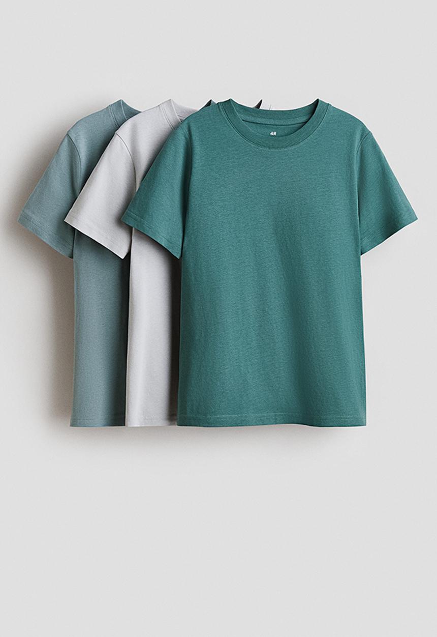 H&M - 3-Pack t-shirts - green/light grey
