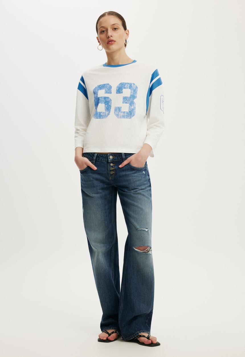 Cotton On - 3/4 Sleeve Graphic Tee - 63/Vintage White