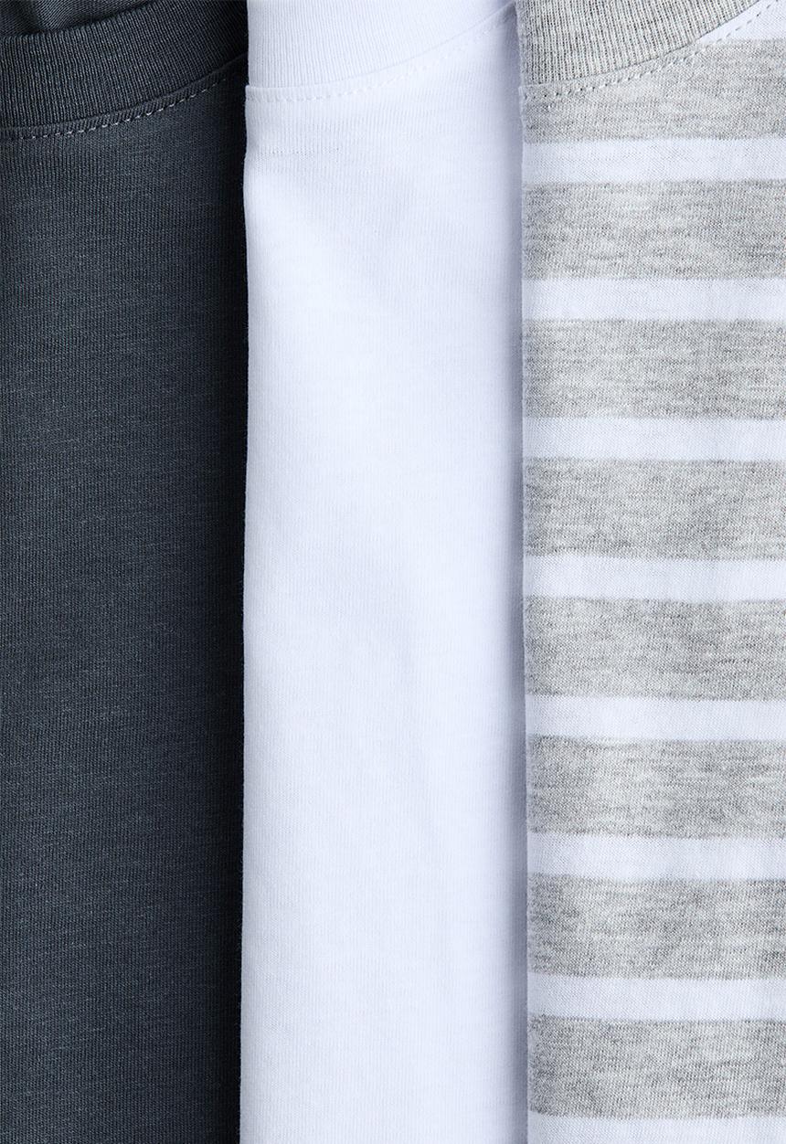 H&M - 3-Pack t-shirts - light grey marl/striped