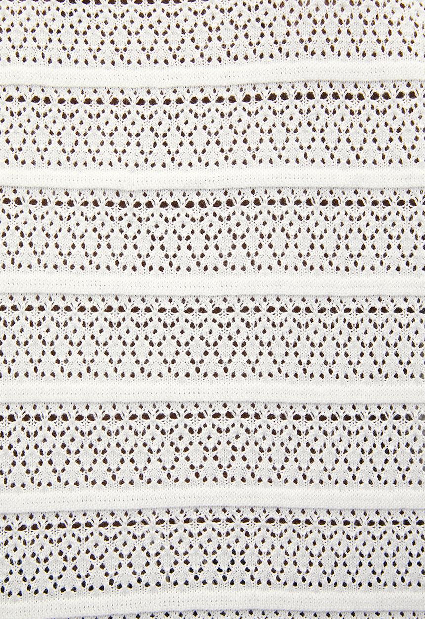 Brave Soul - Ladies Button Through Cardigan With All Over Stitch Repeat - White