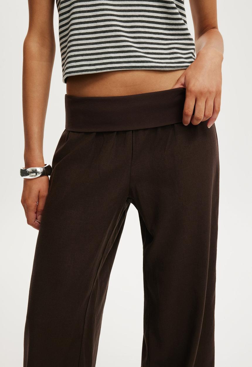 Cotton On - Haven Fold Over Pant - Dark Oak