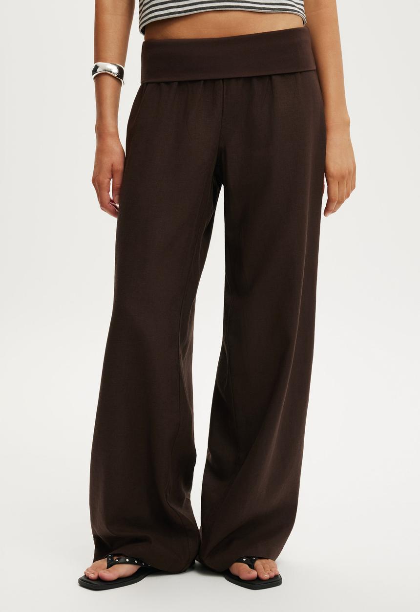 Cotton On - Haven Fold Over Pant - Dark Oak