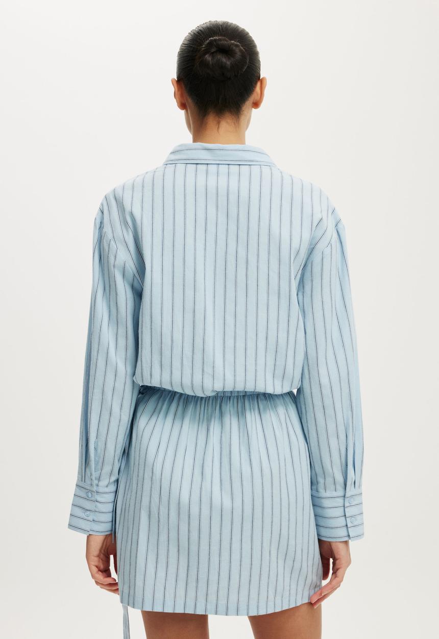 Cotton On - Shirt Mini Dress - Maya Stripe Seaside Blue 